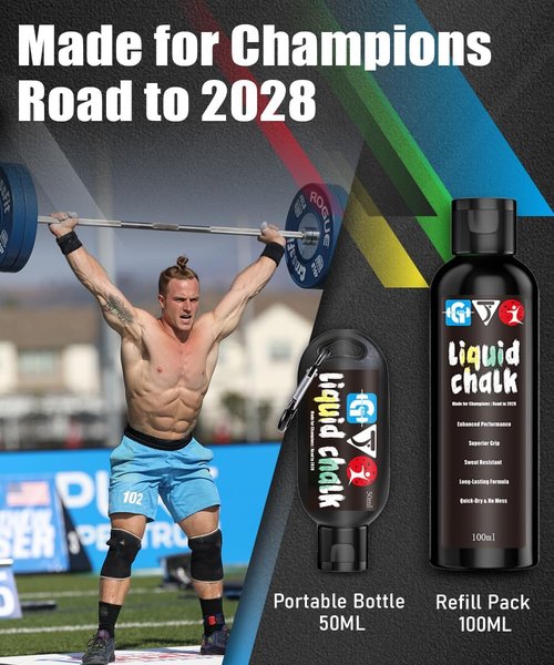 Liquid Chalk Mess-Free Gym Chalk 7’s Quick-Drying for Weightlifting, Gymnastics, Rock Climbing, Pole Dancing Sweat Resistant and Long Lasting for Stronger Hand