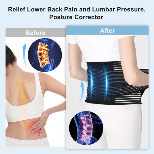 FESAS Breathable Back Brace with Lumbar Pad - Support Belt for Lower Back Pain Relief, Suitable for Women & Men, Ideal for Herniated Disc & Sciatica(Large/X-Large)