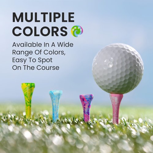 Golf Tees Colorful Painted Wooden Value 18/72/180 Pack, Durable Stylish Bamboo Tees 3 1/4 2 3/4 Inch Long for Golfers, Premium Cool Style Enhanced Visibility for Men Women (Green-180 Pack, 3 1/4 Inch)