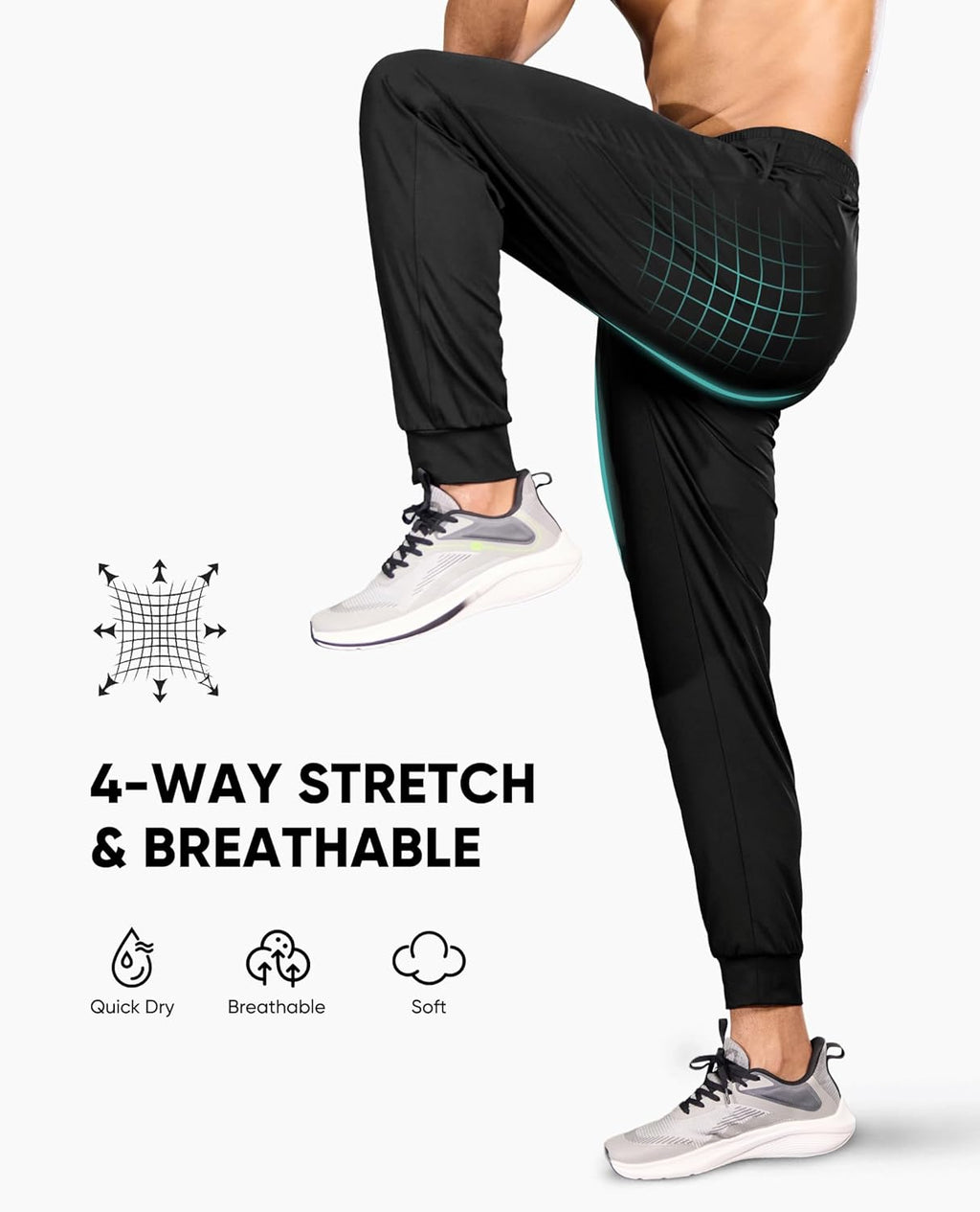 Skiennix Men's Joggers - Lightweight Athletic Sweatpants with Zipper Pockets | Tapered Fit for Gym & Running