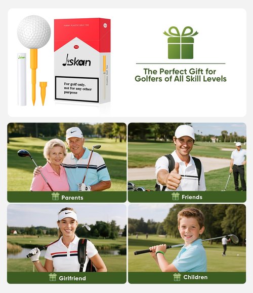 Jiskan Funny Golf Tees Plastic 2-in-1（3 1/4 +1 1/2 Inch Golf Gifts for Man Golfers Unique Golf Accessories Cool Golf Stuff Gag Golf Gadgets Golf Stocking Stuffers for Men