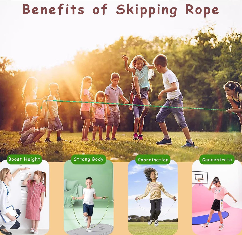 Soft Beaded Jump Rope by [Brand Name] | Adjustable Tangle-Free Skipping Rope for Kids & Adults - 9.2Ft