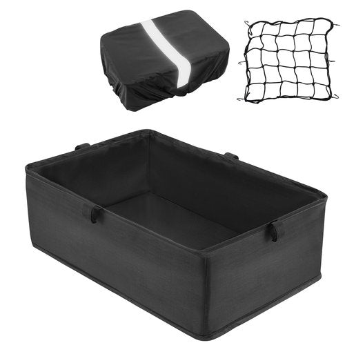 Dirza Bike Basket Liner with Waterproof Bike Basket Cover and Bike Cargo Net, Heavy Duty Thickened Rear Bicycle Basket Liner Accessory Fits Rear Bike Black