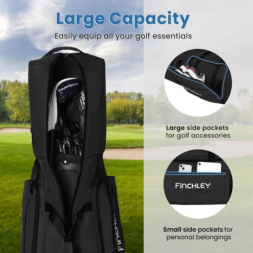 FINCHLEY Soft-Sided Golf Travel Bag for Airlines - Foldable Golf Club Travel Case with Wheels, Black
