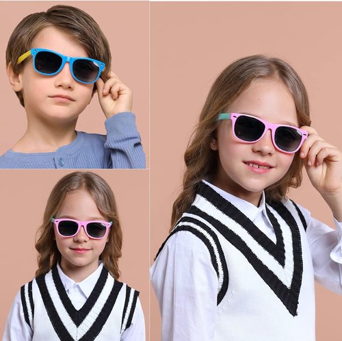 DYLB Kids Polarized Sunglasses - Flexible TPEE Rubber Frame for Ages 3-8 | 3 Pack for Boys & Girls