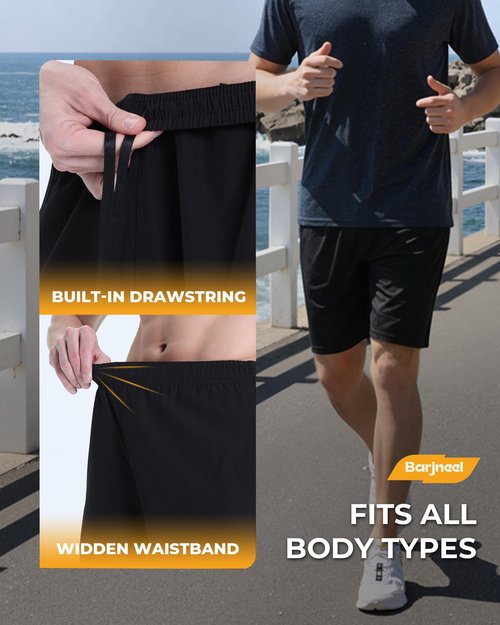 Barjneel 4 Pack Gym Mens Shorts - Basketball Athletic Shorts with Pockets Fitness Clothing Black Workout Quick Dry Shorts
