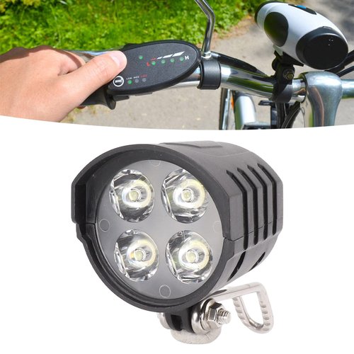 CYTGOUPER 36V 48V 52V 60V Electric Scooter Front Light,3 Pin 12W EBike Headlight with 4 Light Beads Horn,Mini Ebike Front Lights with 1.5M Wire for Night Riding Motorcycle