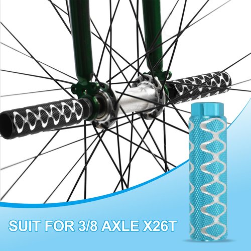 PATIKIL Aluminum Alloy O-Shape Bike Pegs Fit 3/8 inch Axles, 2 Pack Anti-Skid Lead Foot Bicycle Pegs Back Seat Stands for BMX Mountain Bike Cycling Rear Stunt Pegs, Sky Blue