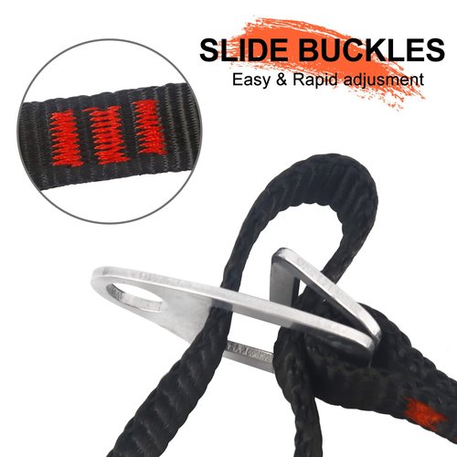 NewDoar Climbing Sling Foot Ascender Foot Sling,Adjustable Strap Foot Loop for Tree Arborist, Climbing Rock, Expedition, Caving, Rescue and Aerial Work(Black Red)