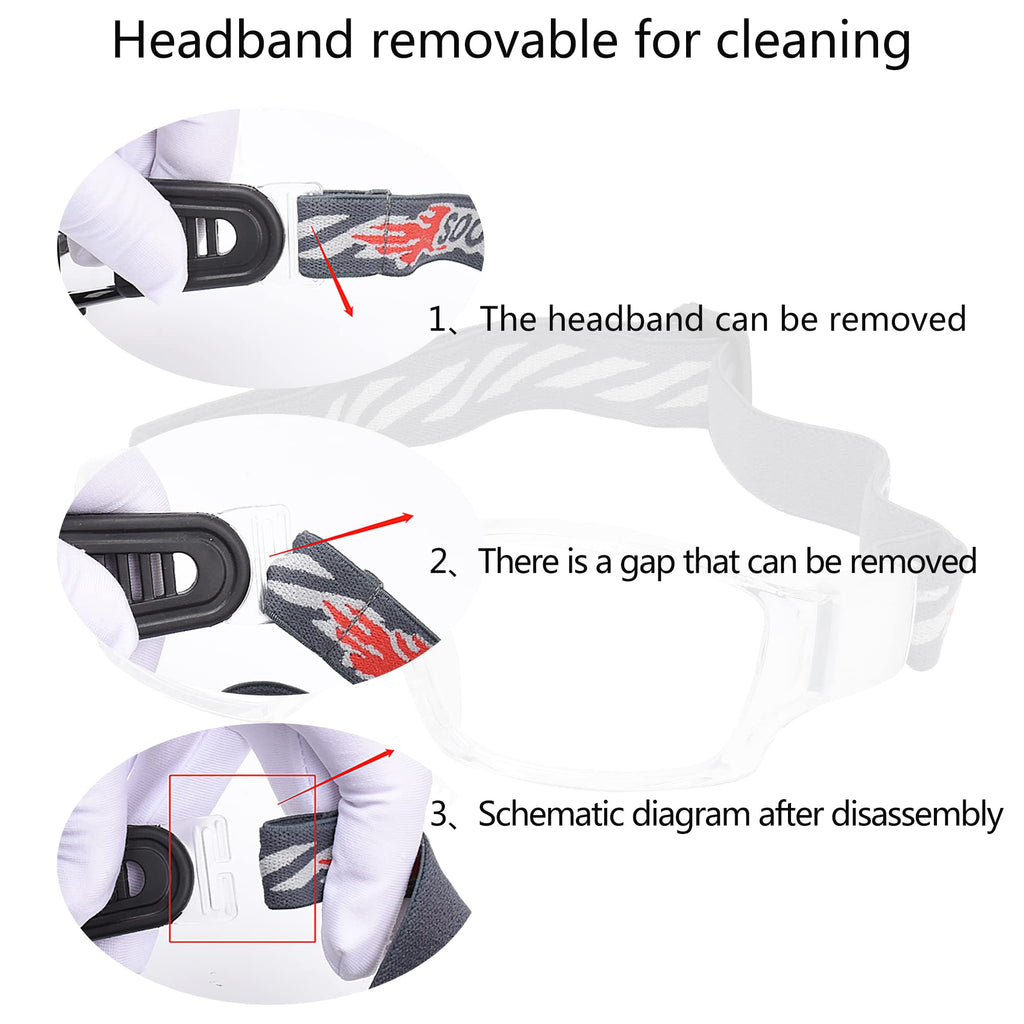 SooGree Sport Glasses Goggles Basketball Soccer Sports Protective Eyewear Goggles Safety Glasses-Replaceable Prescription Lens (8031 Transparent Frame White Pad)