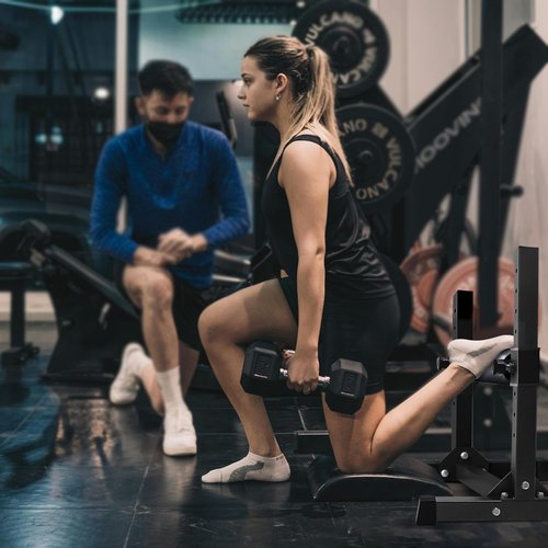 Houbos Bulgarian Split Squat Stand - Single Leg Squat Stand，9 Adjustable Roller Heights, Comfortable Padding for Squats, Leg Lunges, Bodyweight Training (Silver)