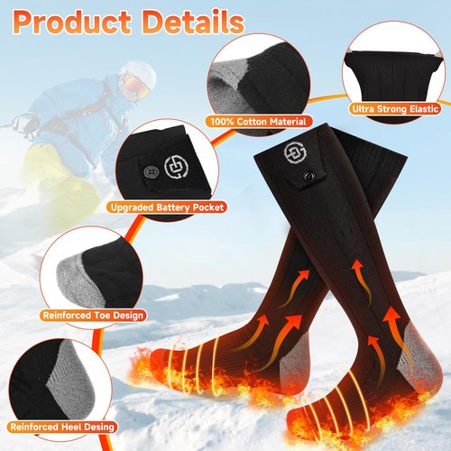Heated Socks for Men Women, APP Control Rechargeable 8000mAh*2 Battery Electric Socks, Winter Washable Thermal Socks for Outdoor Camping Skiing Fishing Hunting