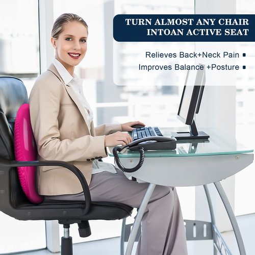 Wobble Cushion，Wiggle Seat，Balance Disc （Extra Thick 34cm/13.4in），for Balance Stability Training, Improve Sitting (Pink)
