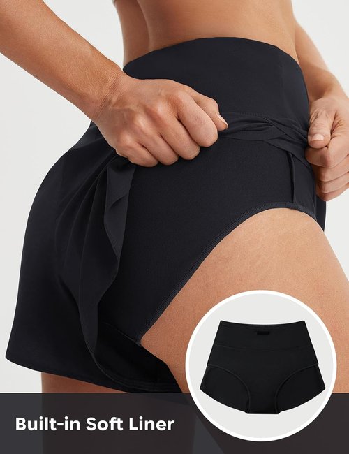Baleaf Women's High Waisted Running Shorts - Quick Dry Lightweight Gym Shorts with Liner