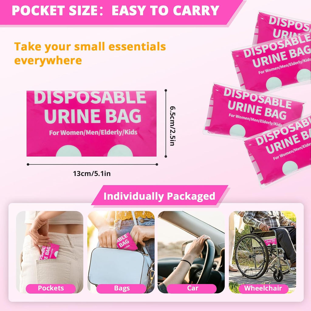 Skiennix Disposable Urine Bag - 900ML Portable Pee Bags for Travel | 8/12/20/24/28 PCS for Emergencies