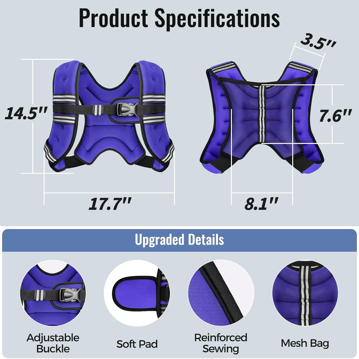 Skiennix Weighted Vest - Adjustable & Comfortable Rucking Vest for Walking, Running & Training | Reflective Stripe