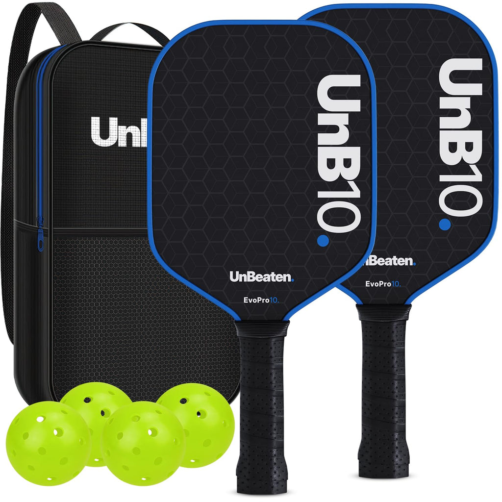 UNB10 Pickleball Paddles Set of 2, USAPA Approved Carbon Fiber Pickleball Paddles 16mm Set, Pickleball Paddle for Men and Women, Lightweight Pickleball Rackets Including 4 Pickle Balls & Bag