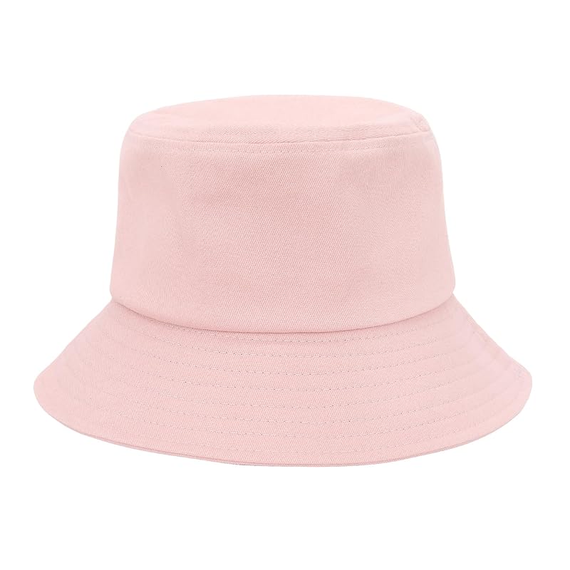 Kids Sun Hat Bucket Style UPF 50+ Pink 4-8 Years Packable Cotton