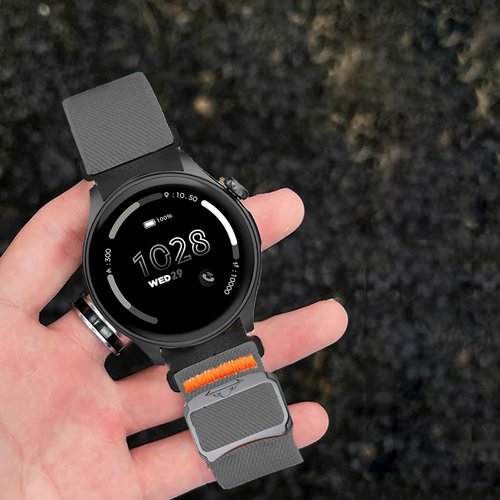 Lamshaw Compatible for Kimeag Smart Watch Bands, 22mm Quick Release Stretchy Solo Loop Adjustable Nylon Replacement Straps Compatible for Kimeag S67, P95, H31 Smart Watch (Gray, 22mm size band)