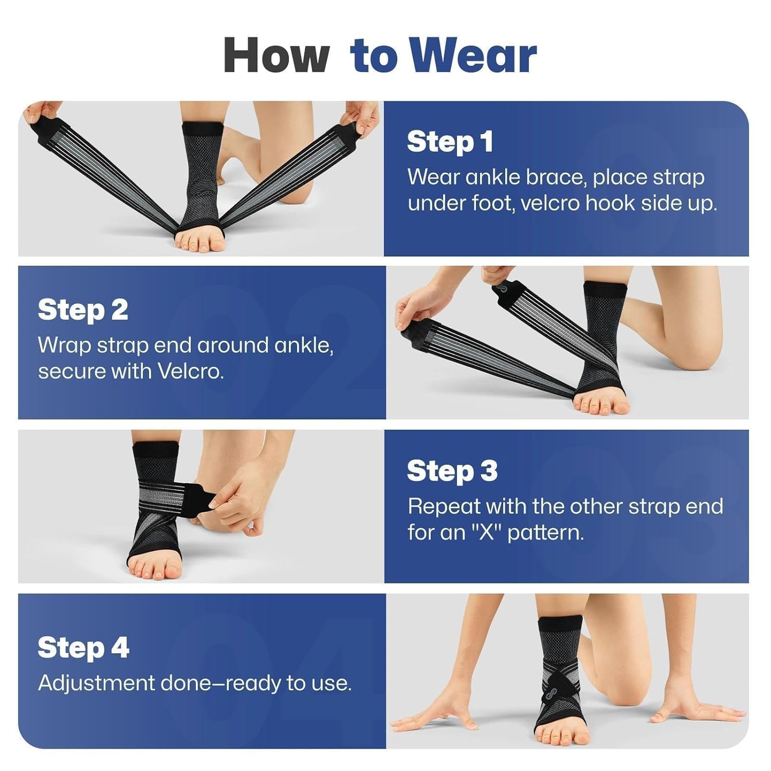 PAPLUS Ankle Brace for Plantar Fasciitis Relief | Adjustable Support for Foot Pain - Black, 2 Pairs