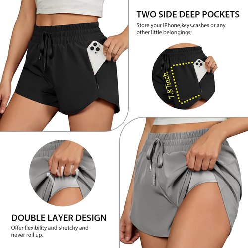 BMJL Women's Running Shorts - High Waisted Athletic Gym Shorts with Zipper Pockets | 2.5" Summer Fit