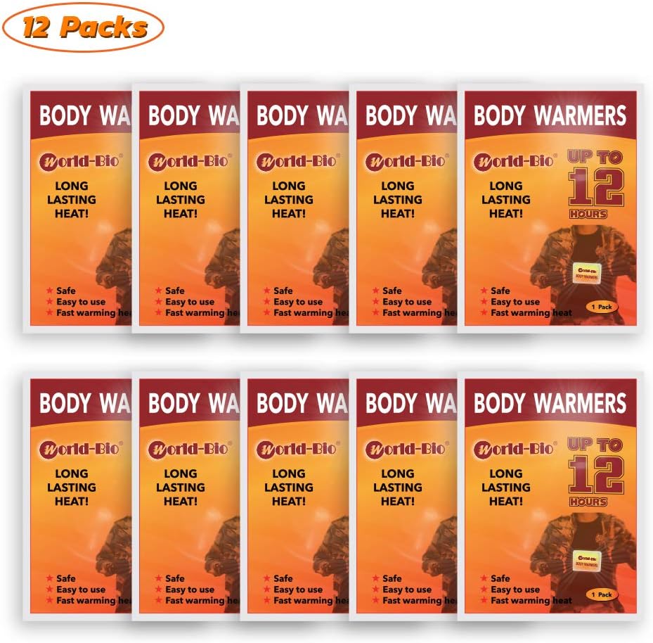 WORLD-BIO Body Warmers | Disposable Heat Patches for Cold Weather - Long Lasting, Odorless, 12/20/32/40 Packs