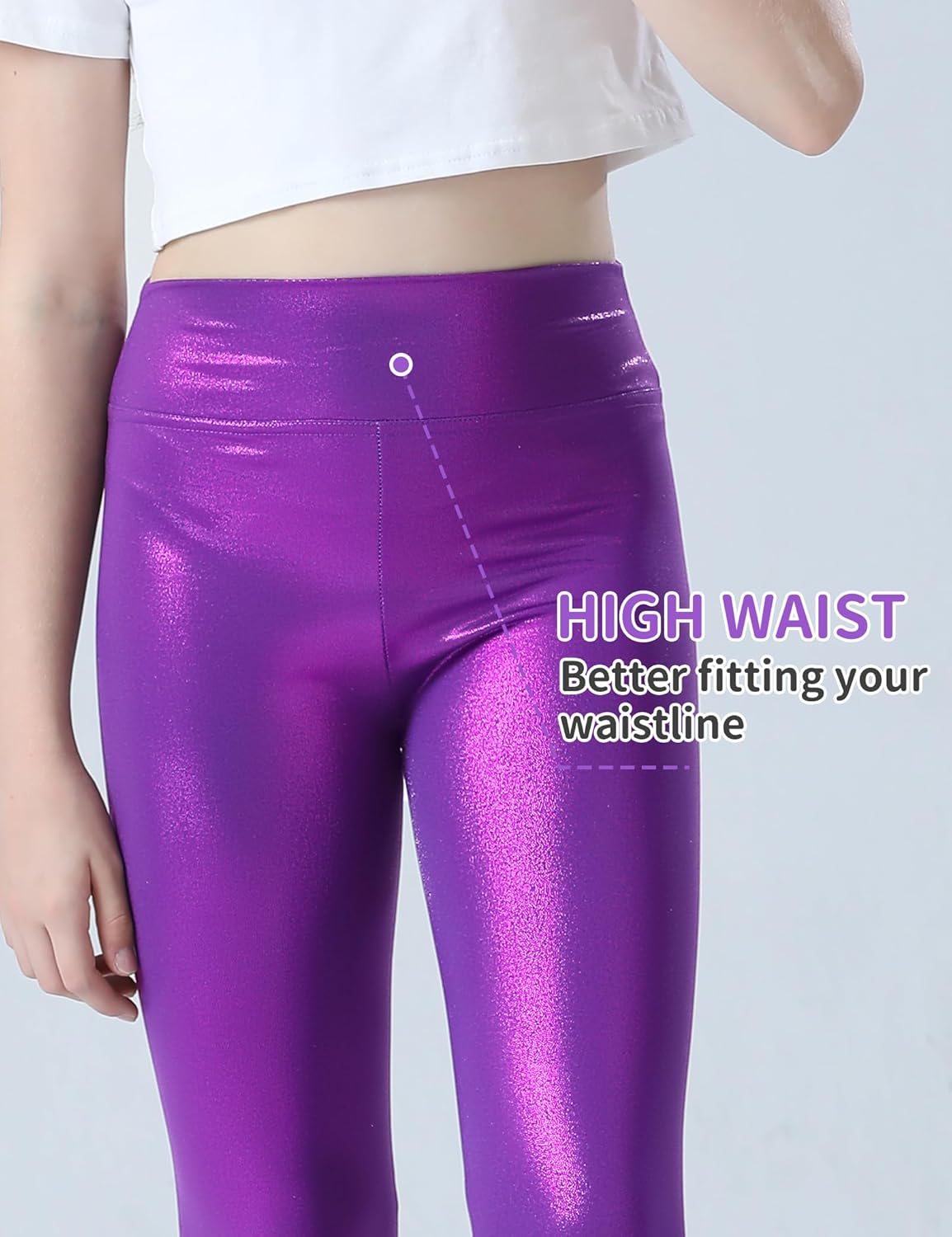 Skiennix Girls Metallic Leggings - Shiny Stretch Dance Pants for Kids & Teens | Active Wear