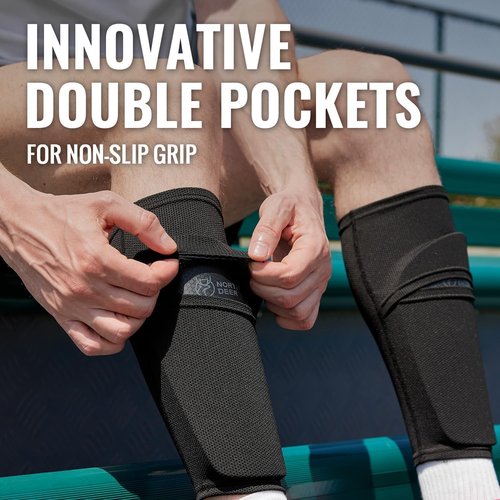Northdeer Soccer Shin Guards - Protective Sleeves with Optimized Insert Pocket for Kids & Adults
