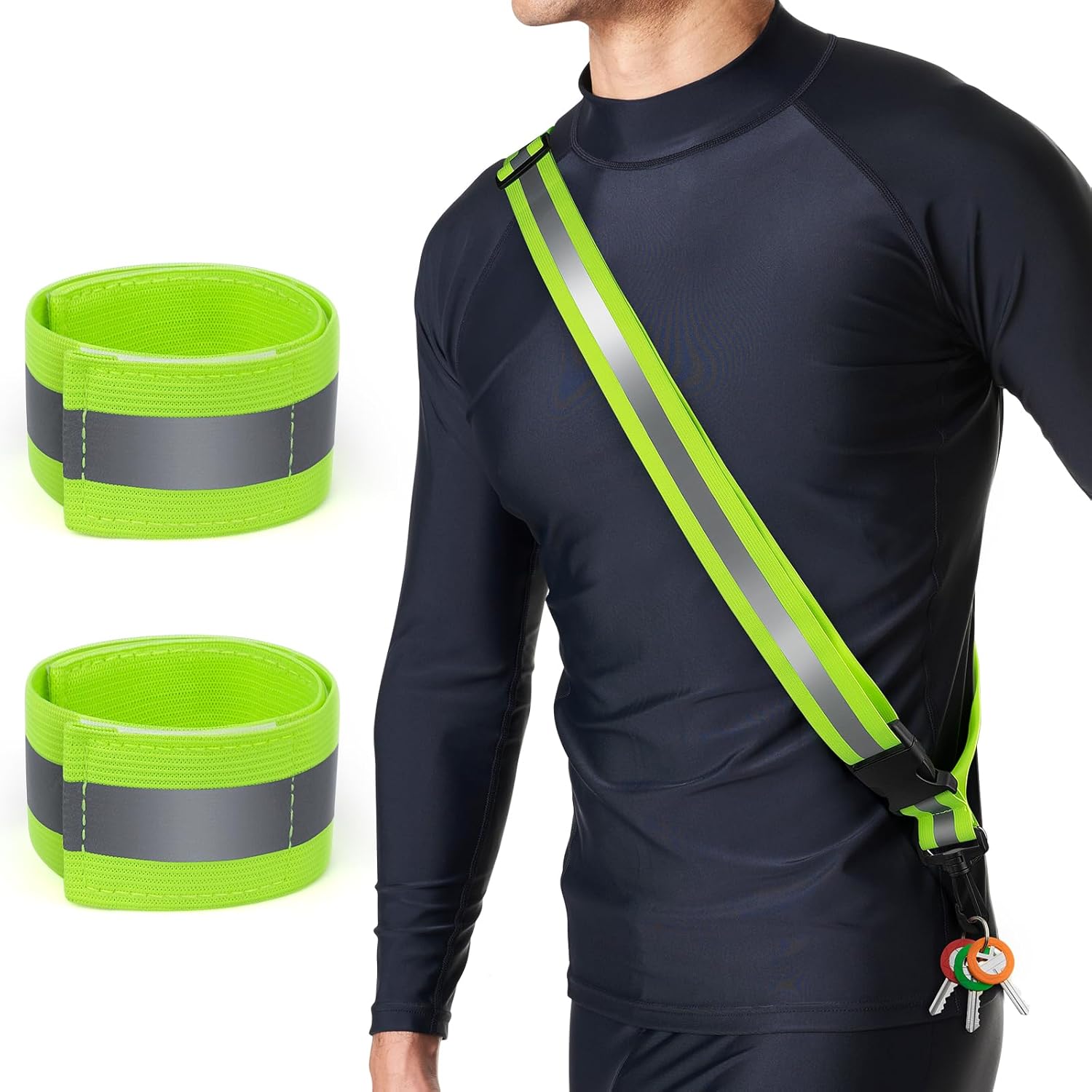 Skiennix Reflective Sash - High Visibility Night Walking Safety Gear with 2 Reflective Armbands for All Ages