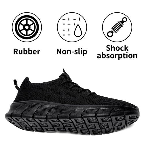 DLWKIPV Men's Running Shoes for Road & Gym – Lightweight Walking Sneakers with Breathable Mesh and All-Day Comfort Black US 12