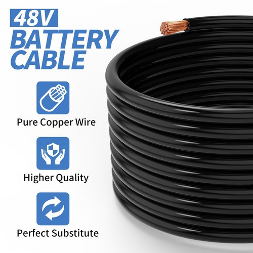 10L0L Heavy Duty 48V Golf Cart Battery Cables - Compatible with Club Car Precedent 2008+, 4 Gauge Pure Copper Wiring Cables (5Pcs)