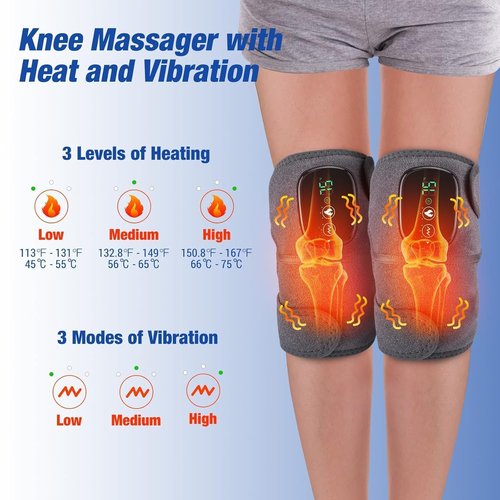 NORTHERN BROTHERS Cordless Heated Knee Massager with Heat & Vibration, 3 Heat & Vibration Modes, 5000mAh USB-C Rechargeable, Adjustable Wrap for Knee Shoulder Elbow (2 Pack)