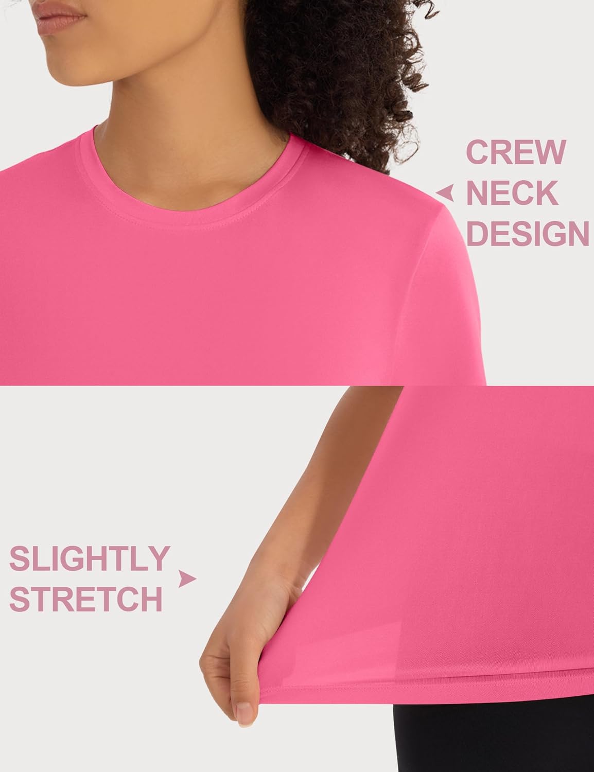 Skiennix 5 Pack Workout Tops for Women - Crew Neck Dry Fit Athletic T-Shirts for Gym & Yoga
