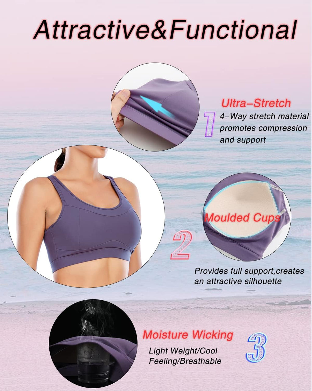 RUNNING GIRL High Impact Sports Bra - Racerback Design for Ultimate Comfort | Longline Push-Up Style