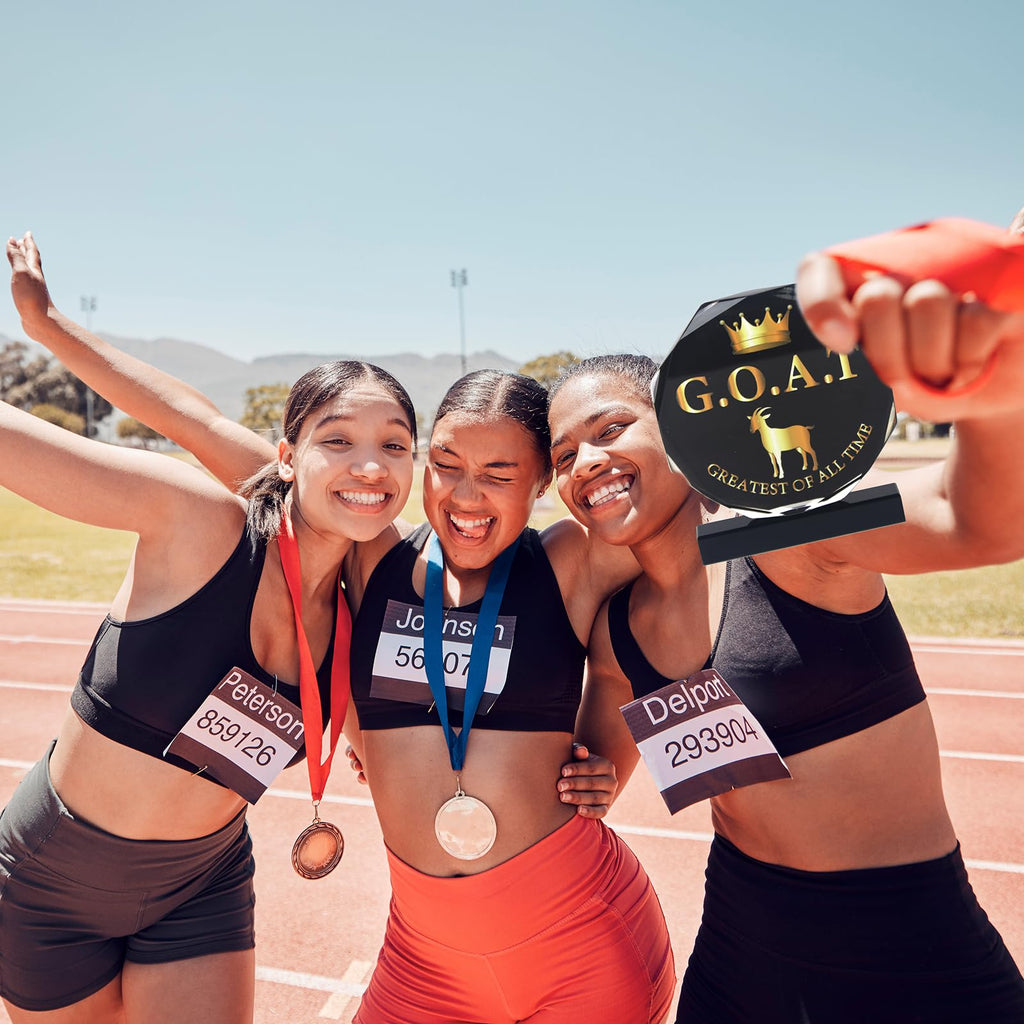 6 Pcs Goat Trophy Award Acrylic Award Greatest of All Time Funny Trophy Award Appreciation Gift for Boss, Coworker, Friend League Champion Award Winner Sports Award Appreciation Recognition Gift