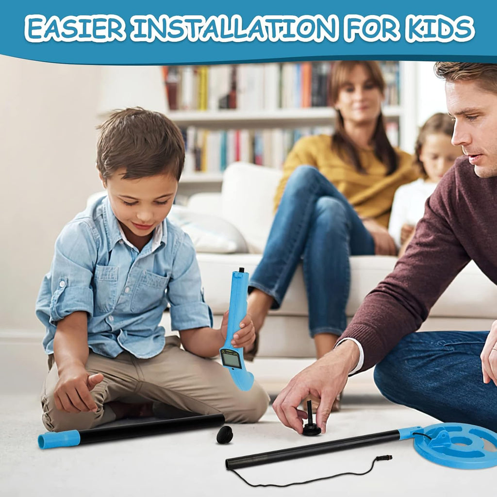 OMMO Metal Detector - Adjustable 27.5”-37.8” Lightweight Kids Metal Detector with LCD Display & 6” Coil