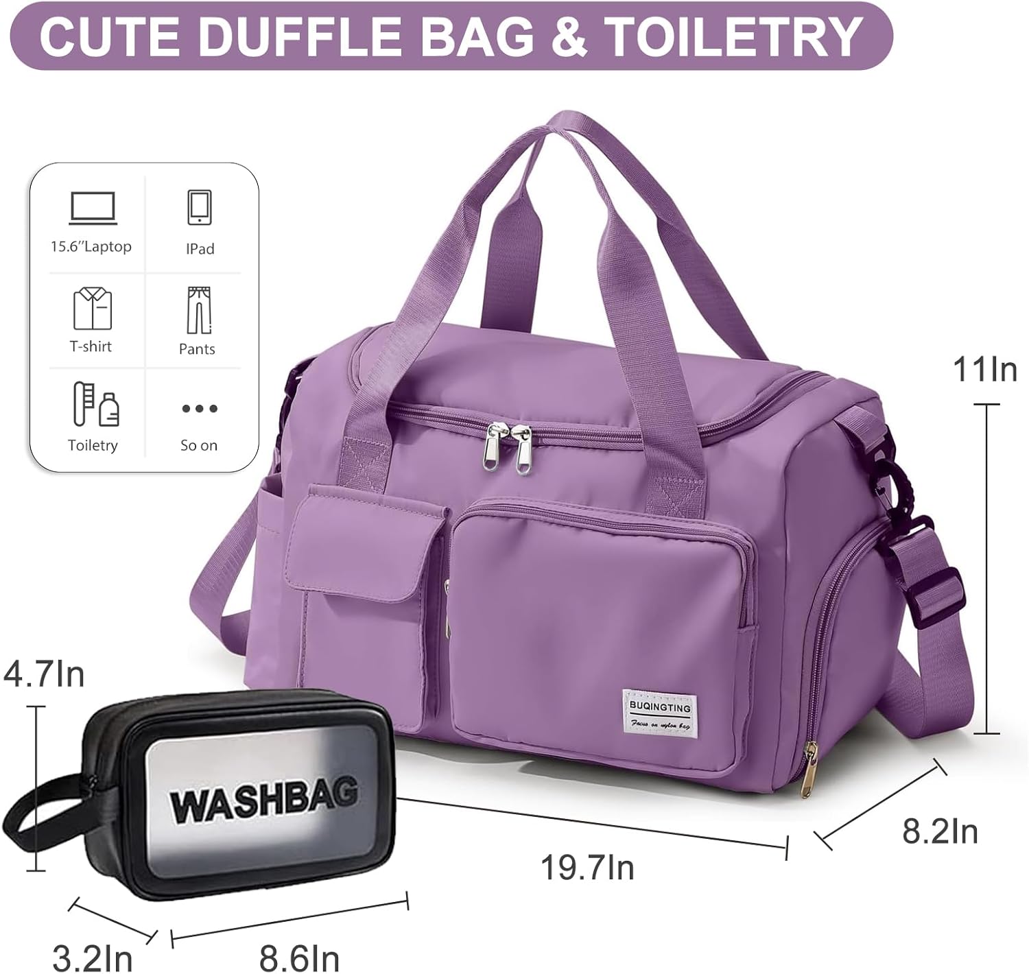 Skiennix Small Gym Bag - Women's Travel Duffle with Shoe Compartment | Ideal Weekender Bag
