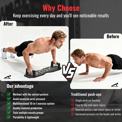 Lazolloa Push Up Board Bar Kit with Resistance Bands, Portable Pilates Bar for Fitness, Home Workout Gym System, Foldable Exercise Equipment for Full Body Training, Men & Women