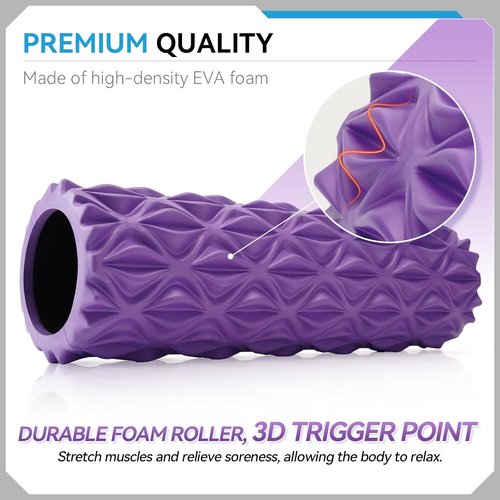 Foam Roller - 15-Inch Deep Tissue Massager for Myofascial Release & Muscle Recovery | Purple