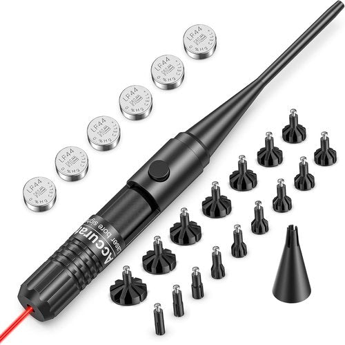 EZshoot Bore Sight Kit - Red Laser Bore Sighter for .17 to 12GA Calibers with Button Switch