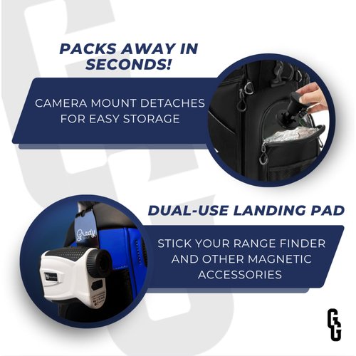 Golf Phone Holder – Fully Adjustable Golf Swing Camera Mount | Converts Any Bag into a Golf Phone Tripod | MagSafe-Compatible for Easy, Clamp-Free Setup | Golf Bag Magnetic Plate Included