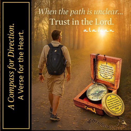 ALADEAN Christian Gift Compass - The Lord Will Guide | Perfect for Baptism, Graduation & Confirmation 2025-2026