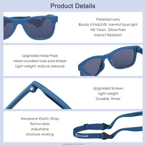COCOSAND Baby Sunglasses - Flexible Polarized UV Protection for Toddlers 0-24 Months