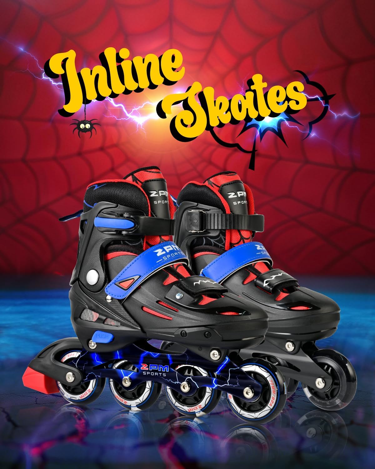 2PM SPORTS Inline Skates for Kids - Adjustable Light-Up Roller Skates for Ages 5-12 | Indoor/Outdoor Use