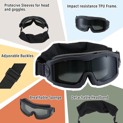 Lancer Tactical Safety Goggles - AERO 3mm Thick Lens | ANSI Z87.1 Rated, Anti-Scratch Shield