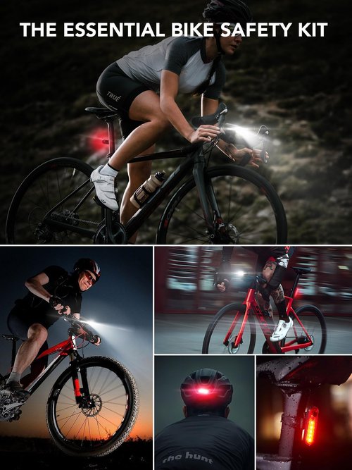 Smiling Shark Bicycle Lights, LED Bike Front Clip Light & Free Red Tail Light IPX6 Waterproof USB Rechargeable Powerful Safety Bike Headlight Accessories Set for Night Riding Cycling