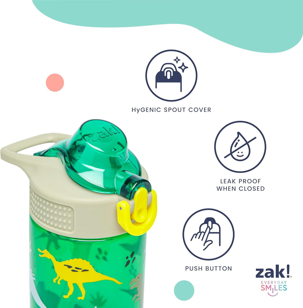 Zak Designs Dr. Seuss Kids Water Bottle - 16oz Durable Plastic with Straw & Leak-Proof Spout | The Cat in the Hat
