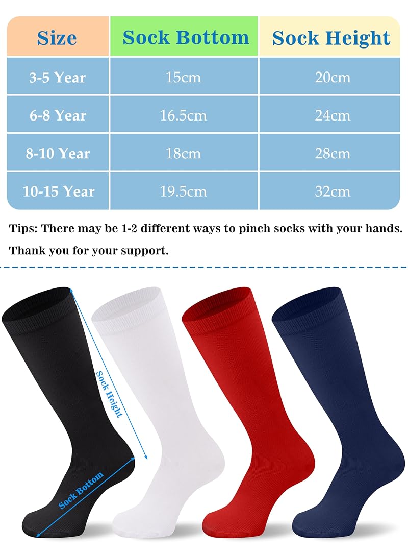 Duufin 8 Pair Knee-High Youth Baseball Socks - Red, 6-8 Years (Variation of THIS listing)