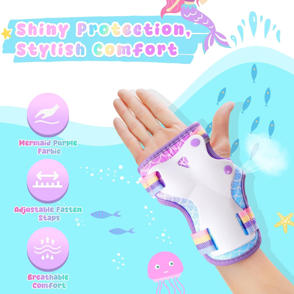 ZOOBLISS Kids Protective Gear Set - Toddler Knee & Elbow Pads with Wrist Guards for Skating | Rainbow Design, Ages 3-12