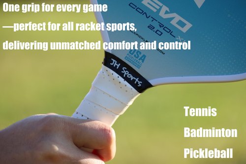 JH Sports Racket Overgrip - Absorbent Grip Tape for Badminton, Pickleball & Tennis | Sweat-Wicking and Perforated - 5 Pack (White)